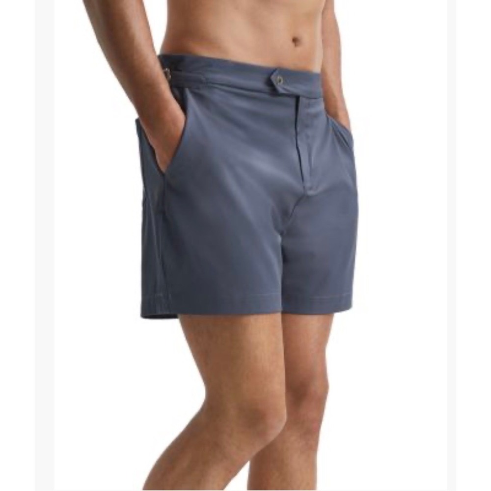 Reiss Sun  Side Adjuster Swim Shorts Mens M Gray Resortwear Preppy Quiet Luxury